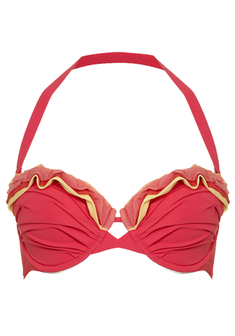 Frill Halter Neck Bikini Top